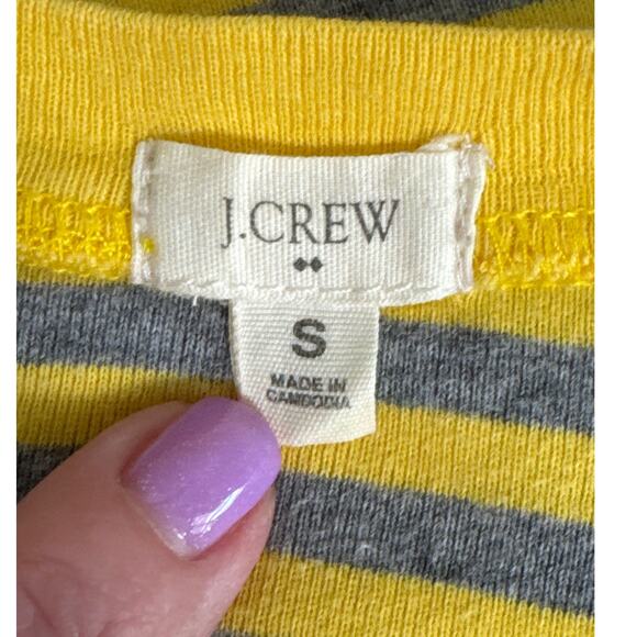 J. Crew Yellow and Gray Striped Crew Neck Shirt Size S - Picture 3 of 6